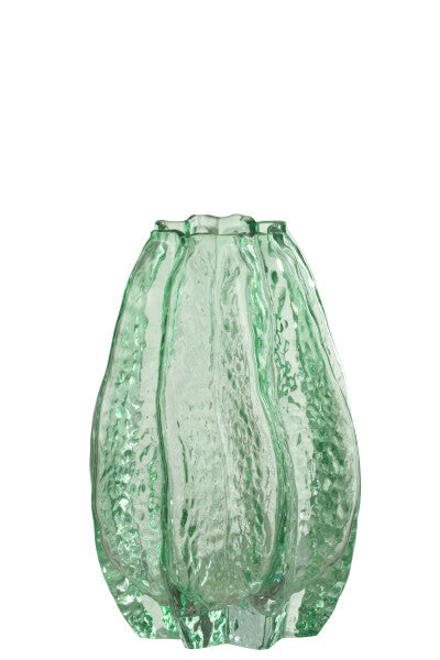 VASO RIBBED GLASS AQUA