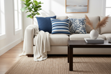 Almofada Coral/Stripes Square Polyester Blue/Off-White