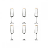Flutes de champanhe com borda dourada 210ml - conjunto de 6