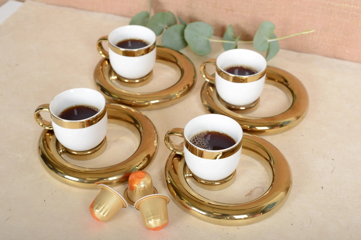 CONJUNTO 4 CHAVENAS CAFÉ DOURADO