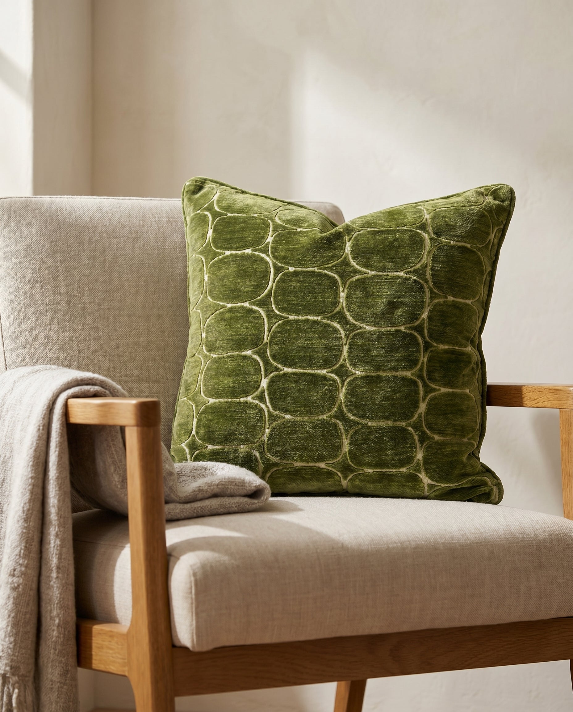 Almofada 45x45 cm DOTHAN GREEN+CREAM