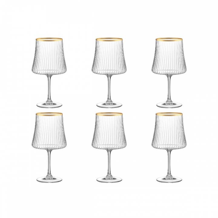 COPOS DE VINHO COM BORDA DOURADA 360ML- CONJ. DE 6