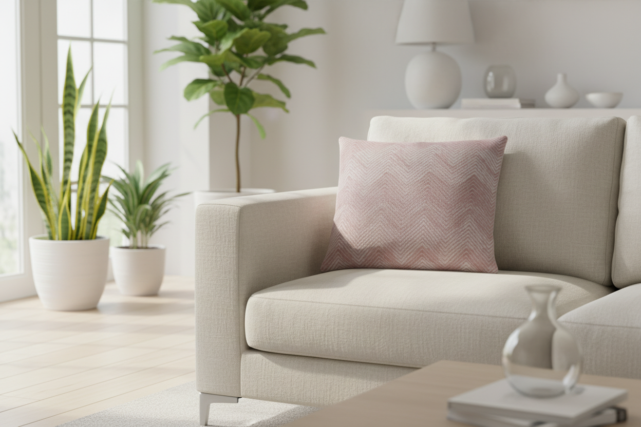 ALMOFADA ONDAS ROSA E BRANCO