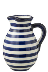 Jarro Granada Stripes Ceramic White/Cobalto Blue Large