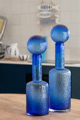 Garrafa Relief Glass Blue Medium
